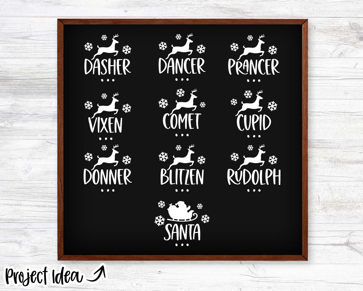 Santa's Reindeer Names SVG, Digital Download, Cricut Cut File, Silhouette, Christmas Ornament Design