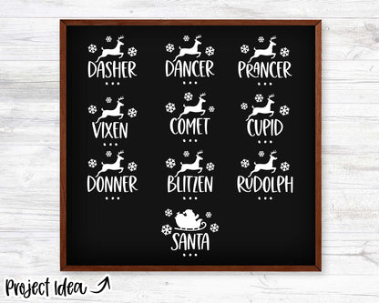 Santa's Reindeer Names SVG, Digital Download, Cricut Cut File, Silhouette, Christmas Ornament Design
