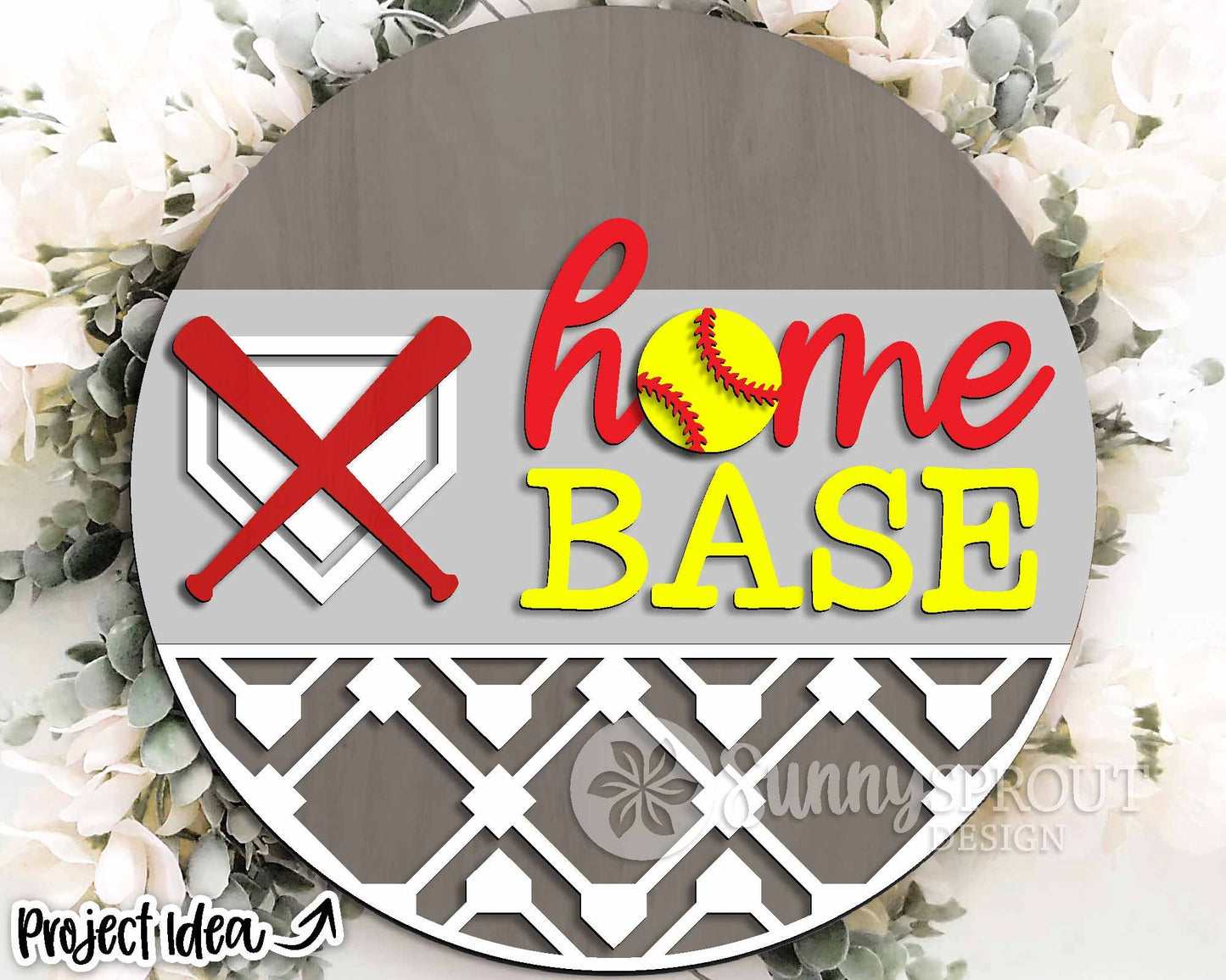 Home Base Baseball Softball Sign, Digital Download, SVG Laser Cut File, Cricut, Round Door Hanger Design, Sports Decor