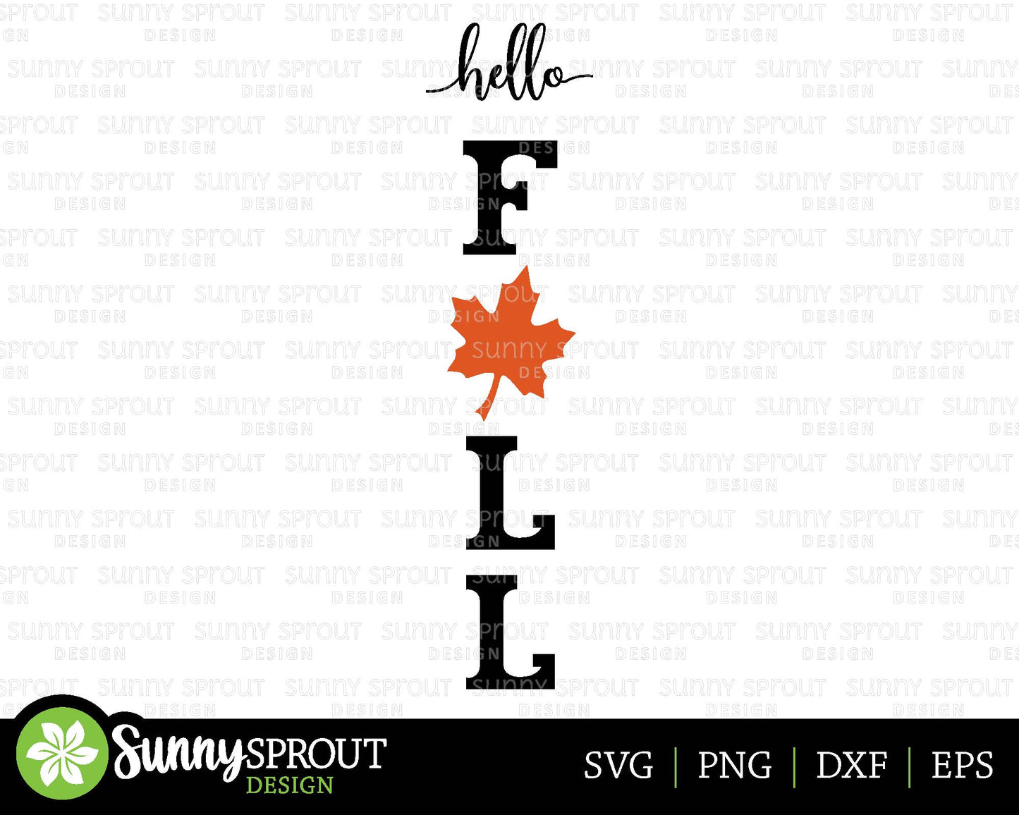 Hello Fall Leaf Porch Sign, Digital Download, Cricut SVG Cut File, Silhouette, Autumn Front Door Leaner Design
