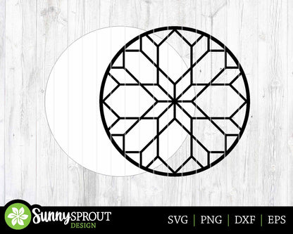 Floral Barn Quilt Sign, Digital download, SVG Laser cut file, Cricut, Round door hanger design, Spring Easter decor