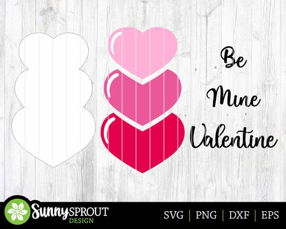 Be Mine Valentine Stacked Heart Sign, Digital Download, SVG Laser Cut File, Cricut, Door Hanger Design, Valentine's Day Decor
