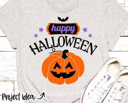 Happy Halloween Sign, Digital Download, Cricut SVG Cut File, Silhouette, Round Door Hanger Sign Design