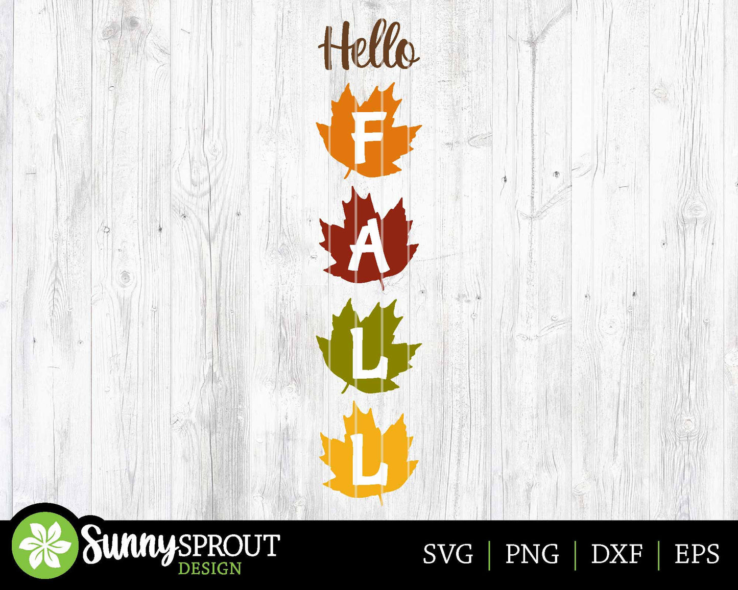 Hello Fall Leaves Vertical Sign, Digital download, SVG laser cut file, Cricut, Vertical porch leaner design, Farmhouse design