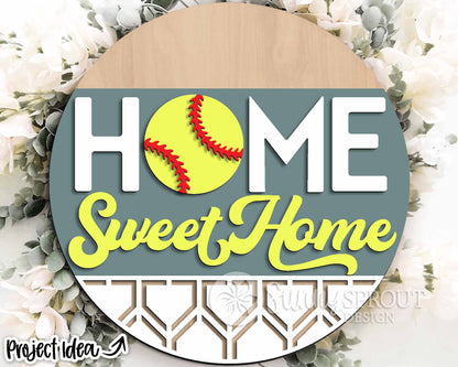 Home Sweet Home Baseball Softball Sign, Digital Download, SVG Laser Cut File, Cricut, Door Hanger Design, Sports Decor