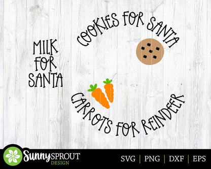 Christmas Plate and Mug SVG, Digital Download, Cricut Cut File, Silhouette, Santa Cookies & Milk Design
