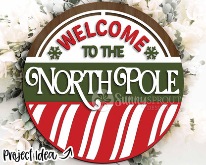 Christmas Laser Sign Bundle 5, Round door hanger, Glowforge laser cut file, Holiday welcome sign svg, Winter decor svg