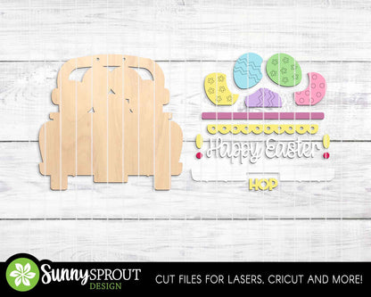 Happy Easter Egg Truck Sign, Digital download, SVG Laser cut file, Cricut, Door hanger design, Farmhouse Easter decor