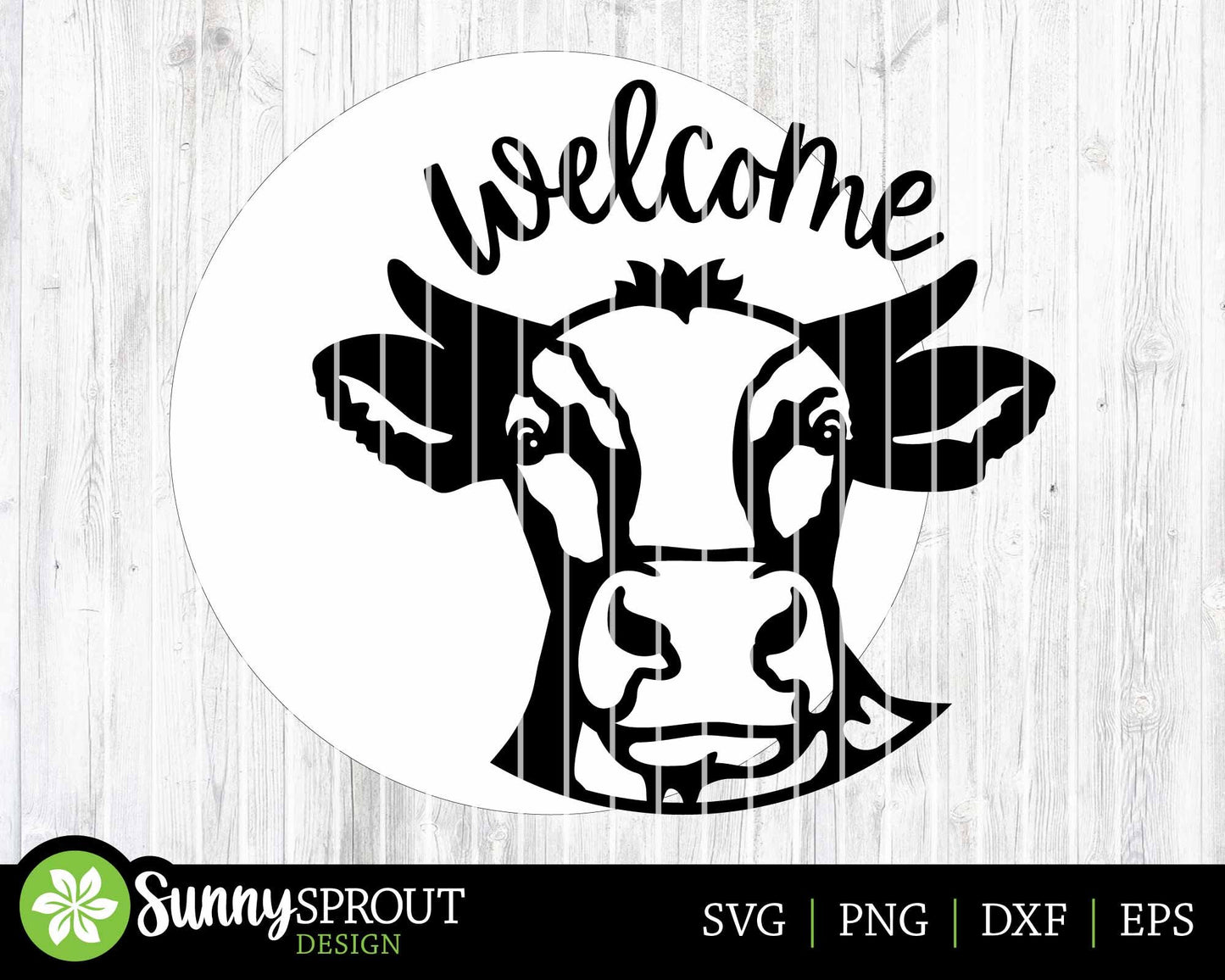 Welcome Cow Face Sign, Digital download, SVG Laser cut file, Cricut, Round door hanger design, Farmhouse animal decor