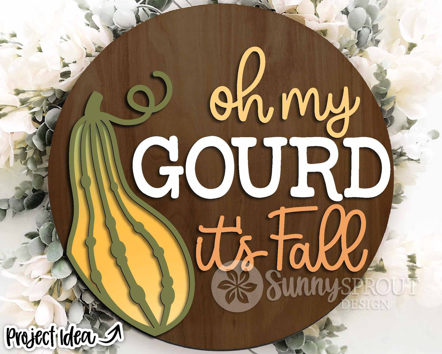 Oh My Gourd It's Fall Sign, Digital Download, SVG Laser Cut File, Cricut, Funny Round Fall Door Hanger Design