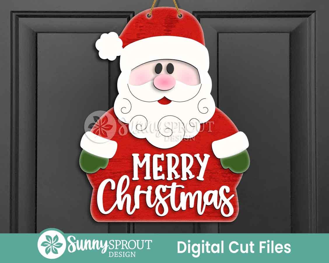 Merry Christmas Santa Sign, Digital Download, SVG Laser Cut File, Cricut, Door Hanger Design