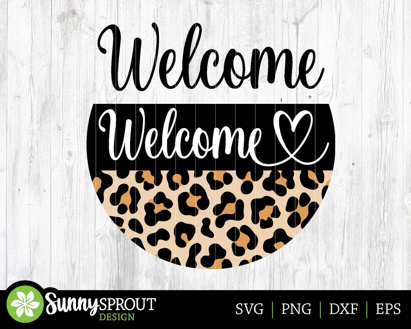 Welcome Leopard Print SVG, Digital Download, Cricut Cut File, Silhouette, Animal Round Door Hanger Design