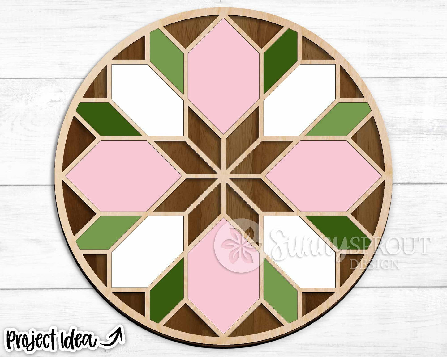 Floral Barn Quilt Sign, Digital download, SVG Laser cut file, Cricut, Round door hanger design, Spring Easter decor