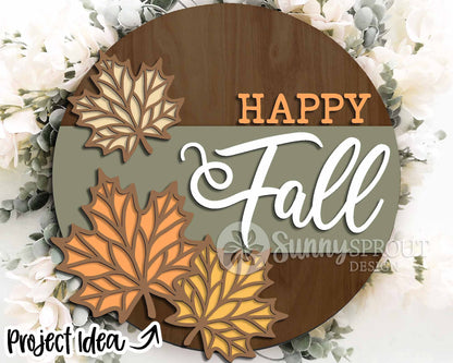 Fall Laser Sign Bundle 2, Round door hanger, Glowforge laser file, Cricut cut file, Autumn welcome sign svg, Fall decor