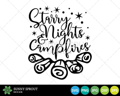 Starry Nights & Campfires SVG, Digital download, Cricut SVG cut file, Silhouette, Camping shirt design, Mug design, Vinyl cut file