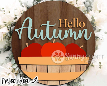 Autumn Laser Sign Bundle 1, Round door hanger, Glowforge laser file, Cricut, Fall welcome sign svg, Hello pumpkin svg