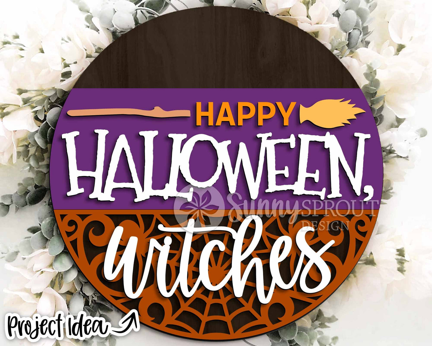 Halloween Laser Sign Bundle 3, Round door hanger, Glowforge laser file, Cricut cut file, Fall welcome sign, Spooky svg