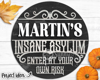 Halloween Laser Sign Bundle 4, Round door hanger, Glowforge laser file, Cricut cut file, Fall welcome sign, Spooky svg