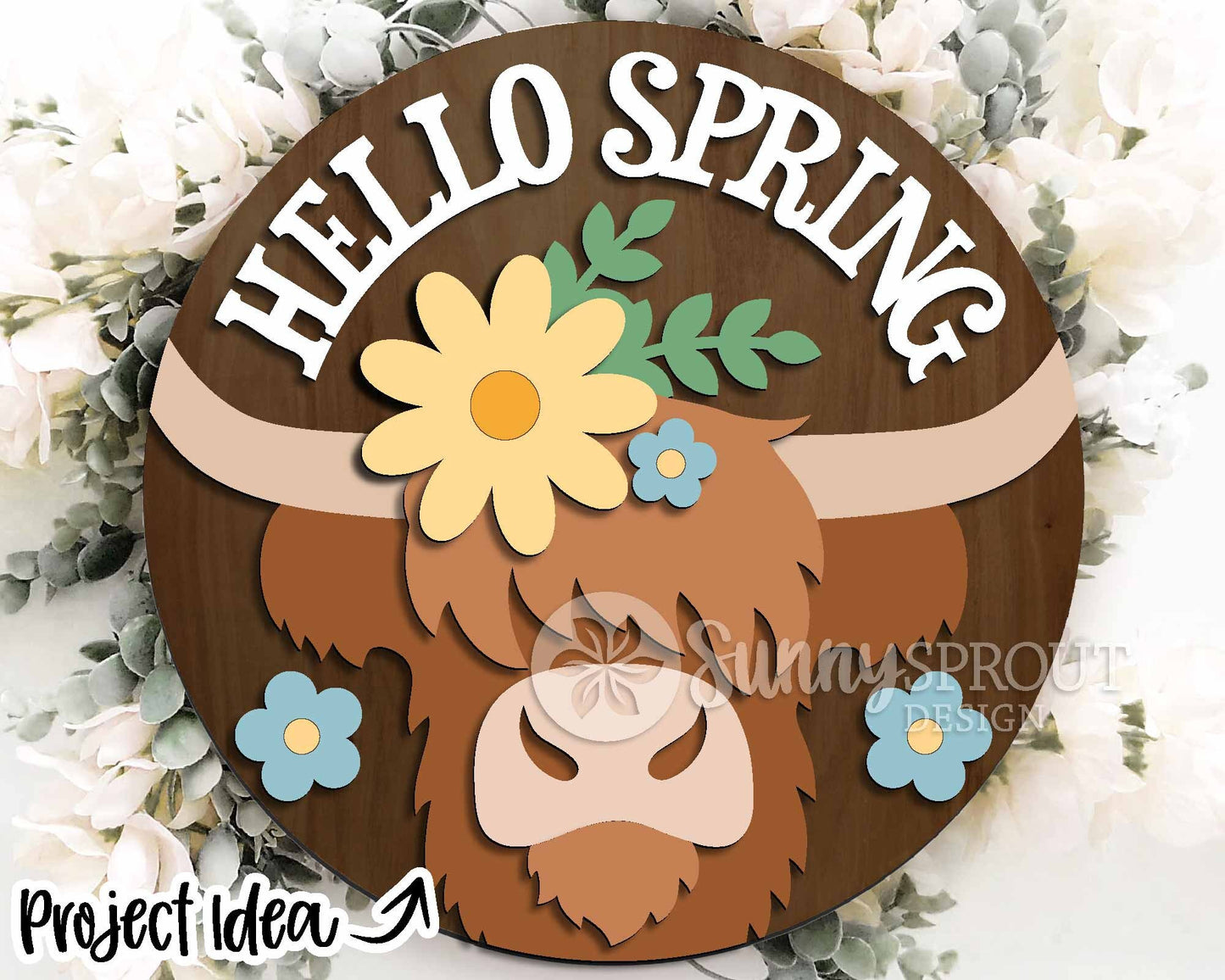Spring Sign Bundle 3, Round door hanger svg, Glowforge laser file, Cricut, Spring flower welcome sign, Hello Spring