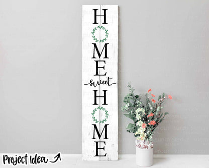 Home Sweet Home Wreath Porch Sign SVG, Digital Download, Cricut Cut File, Silhouette, Front Door Leaner Design
