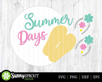 Summer Days Flip Flops Sign, Digital Download, SVG Laser Cut File, Cricut, Beach Round Door Hanger Design