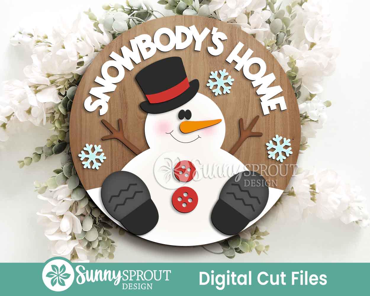 Winter Laser Sign Bundle 3, Round door hanger SVG, Glowforge laser file, Snowflake cut file, Christmas holiday decor svg