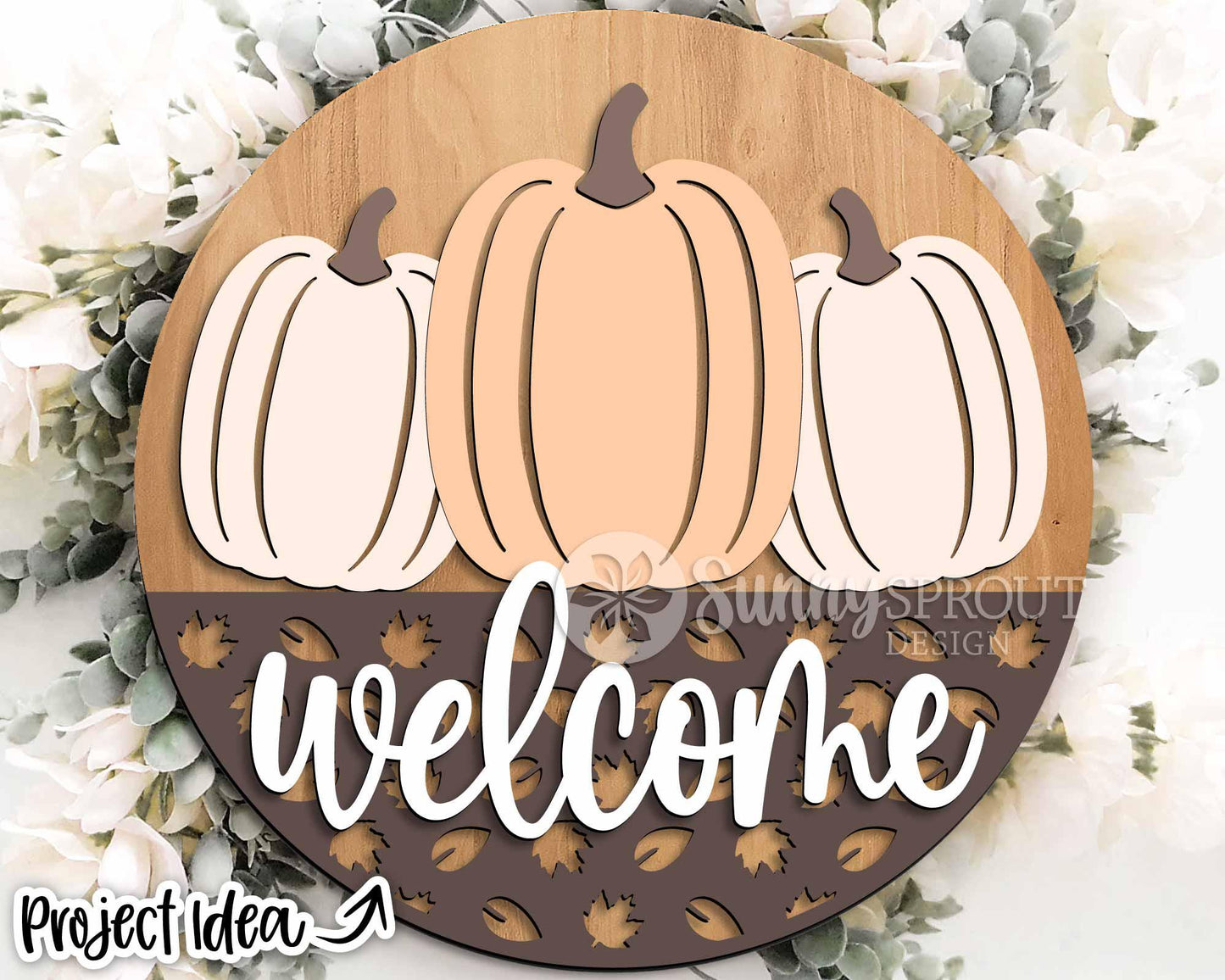 Fall Laser Sign Bundle 6, Round door hanger, Glowforge laser file, Cricut, Autumn welcome sign svg, Hello Fall pumpkin svg