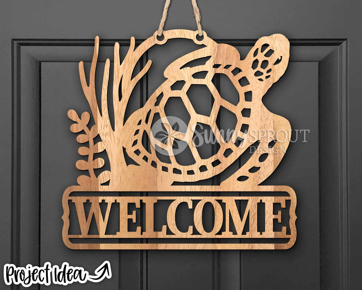 Welcome Sea Turtle Sign, Digital download, SVG Laser cut file, Cricut, Door hanger design, Beach ocean coastal decor