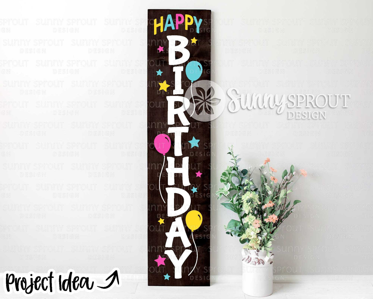 Happy Birthday Balloon Porch Sign, Digital download, Cricut SVG cut file, Silhouette, Porch leaner design, Welcome sign svg