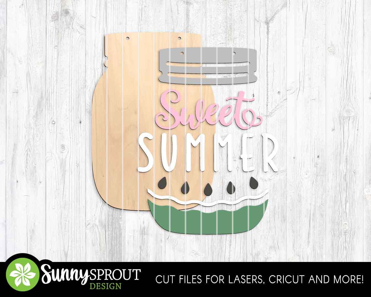 Summer Mason Jar Sign Bundle, Door hanger SVG, Glowforge laser cut file, Cricut, Summer wall decor sign svg