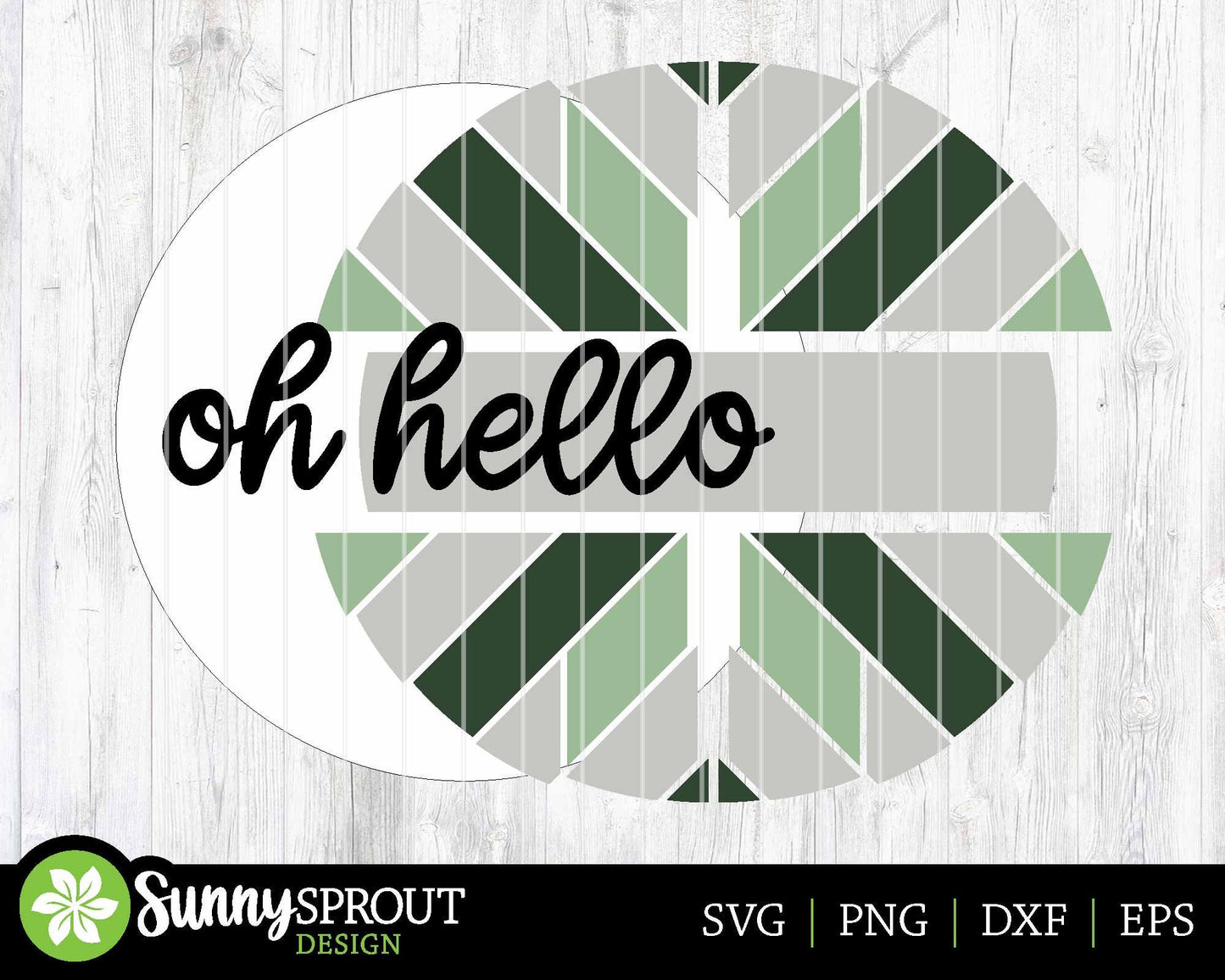 Oh Hello Geometric Sign, Digital Download, SVG Laser Cut File, Cricut, Boho Farmhouse Round Door Hanger Design