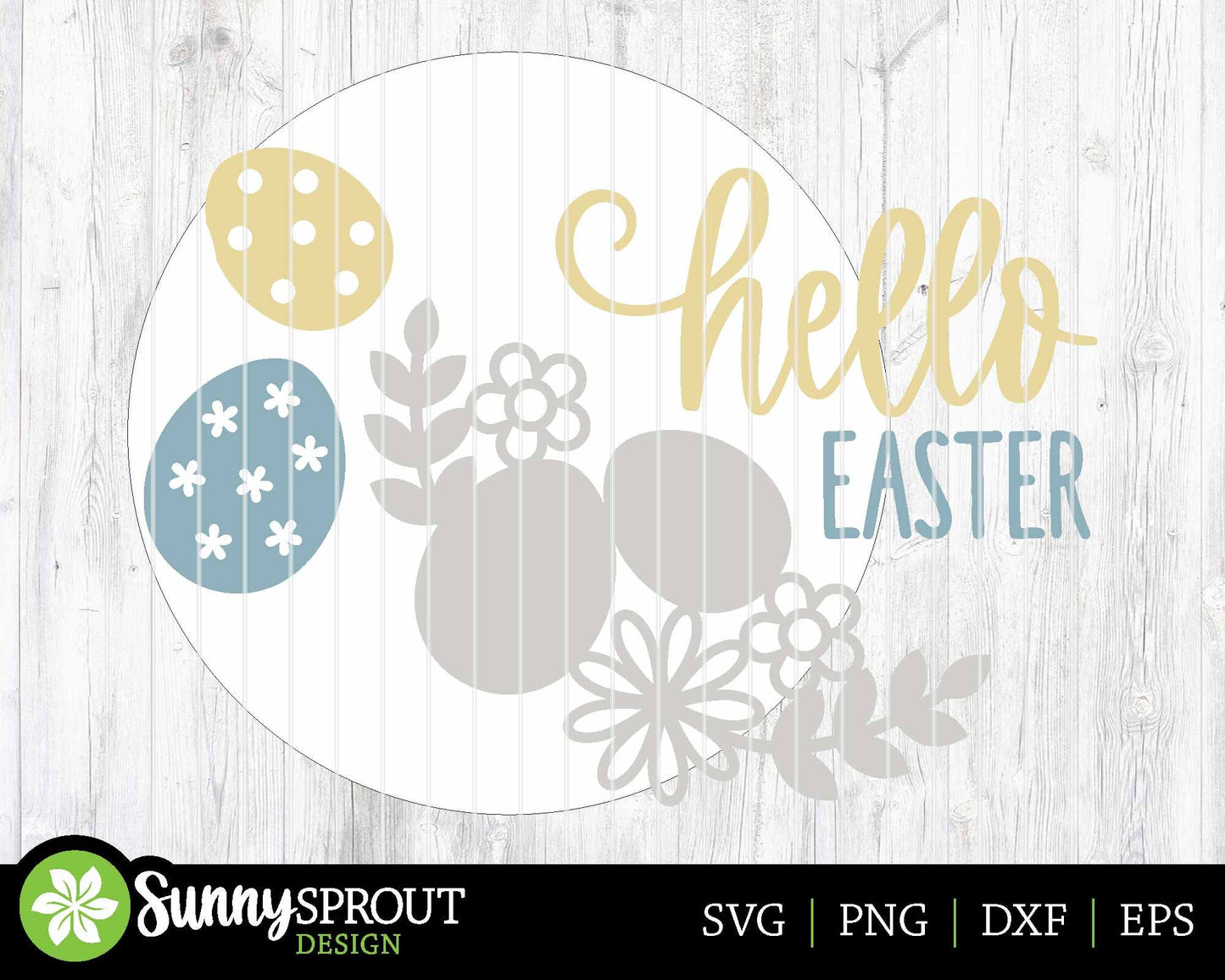 Hello Easter Floral Egg Sign, Digital download, SVG laser cut file, Cricut, Round door hanger design