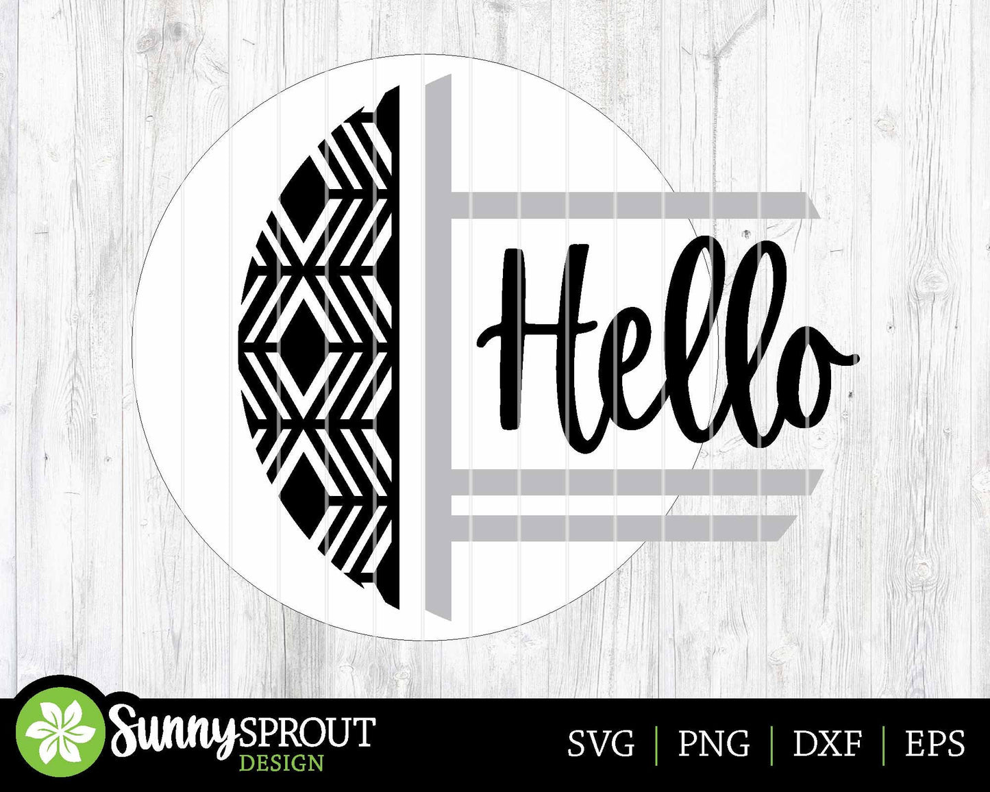 Hello Geometric Welcome Sign, Digital Download, SVG Laser Cut File, Cricut, Modern Farmhouse Round Door Hanger Design