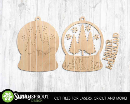 Snow Globe Christmas Ornament Bundle, Digital download, SVG laser cut file, Cricut