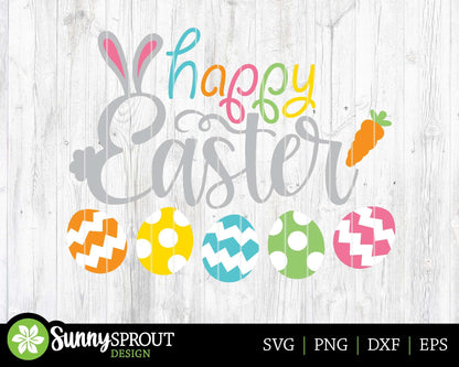 Happy Easter Bunny Eggs SVG, Digital download, Cricut cut file, Silhouette, Door sign design