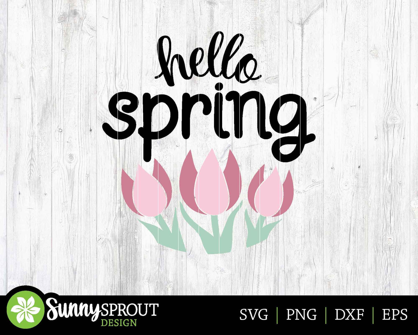 Hello Spring Tulip Sign, Digital download, SVG laser cut file, Cricut, Round door hanger design