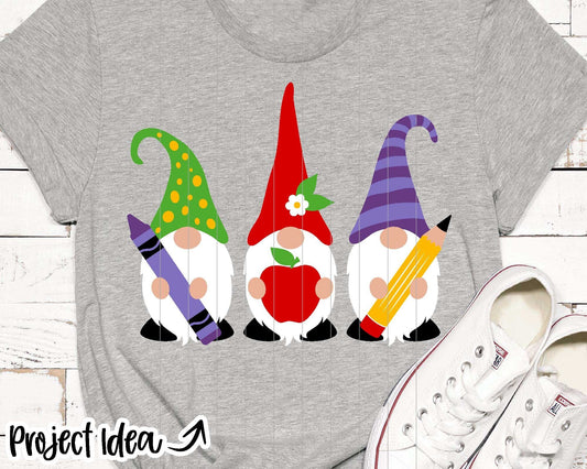 Three Gnomes Back to School SVG, Digital download, Cricut cut file, Silhouette, Classroom, Teacher design