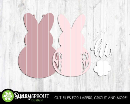 Hi Bunny Floral Sign, Digital download, SVG Laser cut file, Cricut, Door hanger design, Spring Easter decor