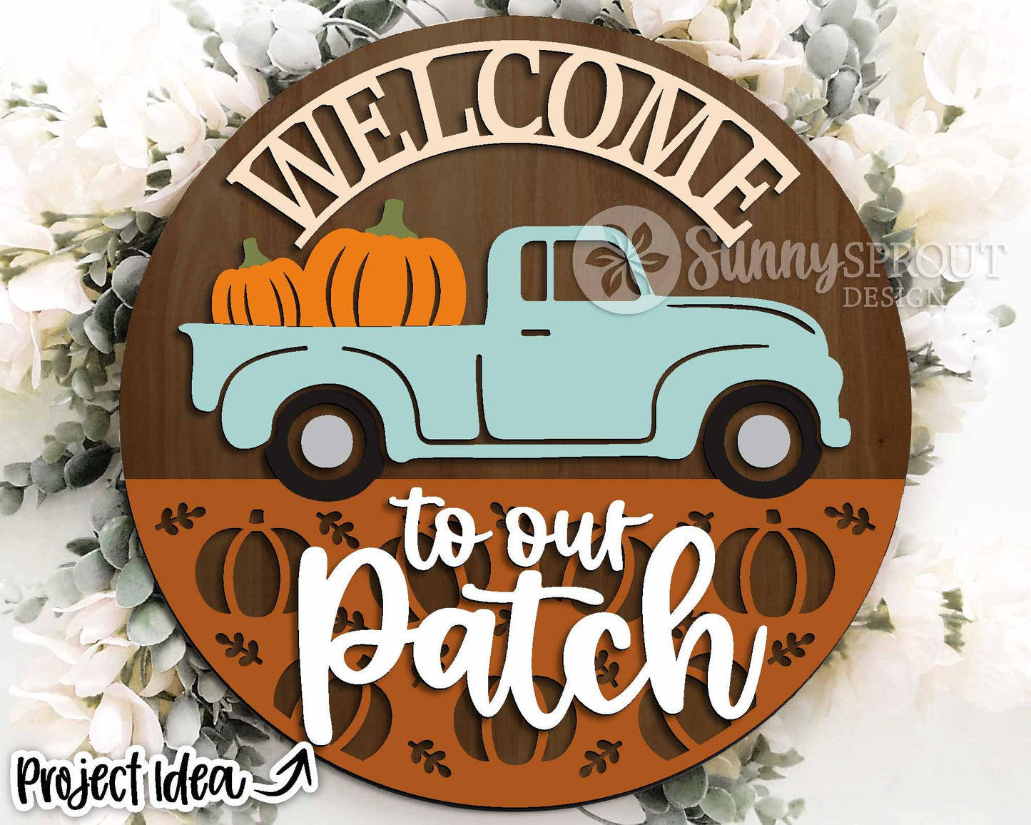Autumn Laser Sign Bundle 2, Round door hanger cut files, Glowforge laser file, Cricut, Fall welcome sign svg