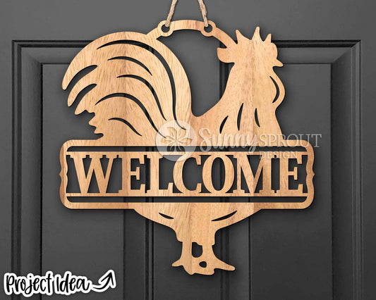 Rooster Welcome Sign, Digital download, SVG Laser cut file, Cricut, Door hanger design, Chicken farm decor