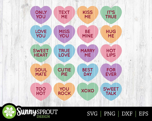 Conversation Hearts Candy SVG, Digital download, Cricut cut file, Silhouette, Valentine's Day design