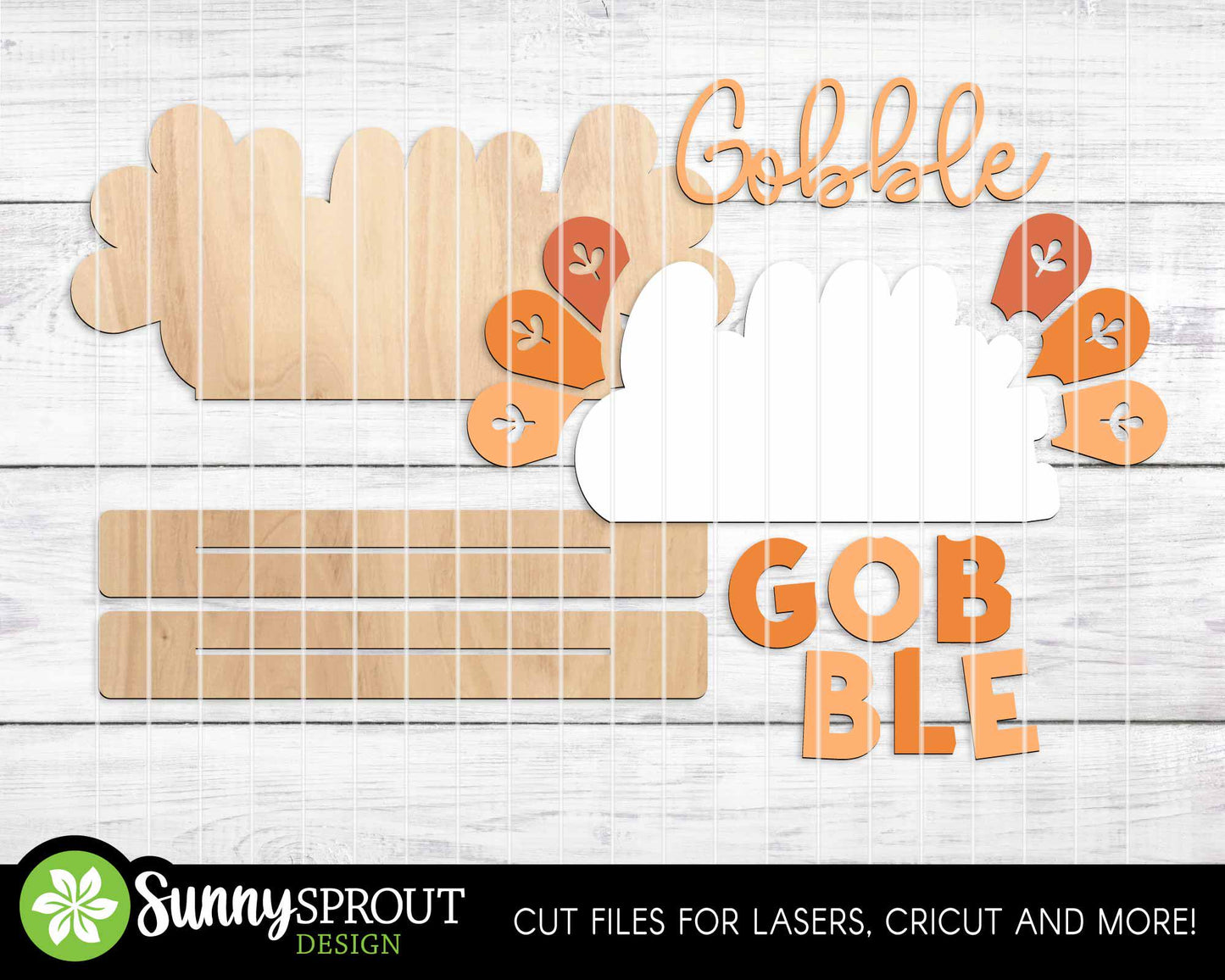 Gobble Gobble Turkey Feather Standing Sign, Digital Download, SVG Laser Cut File, Cricut, Thanksgiving Fall Decor Design
