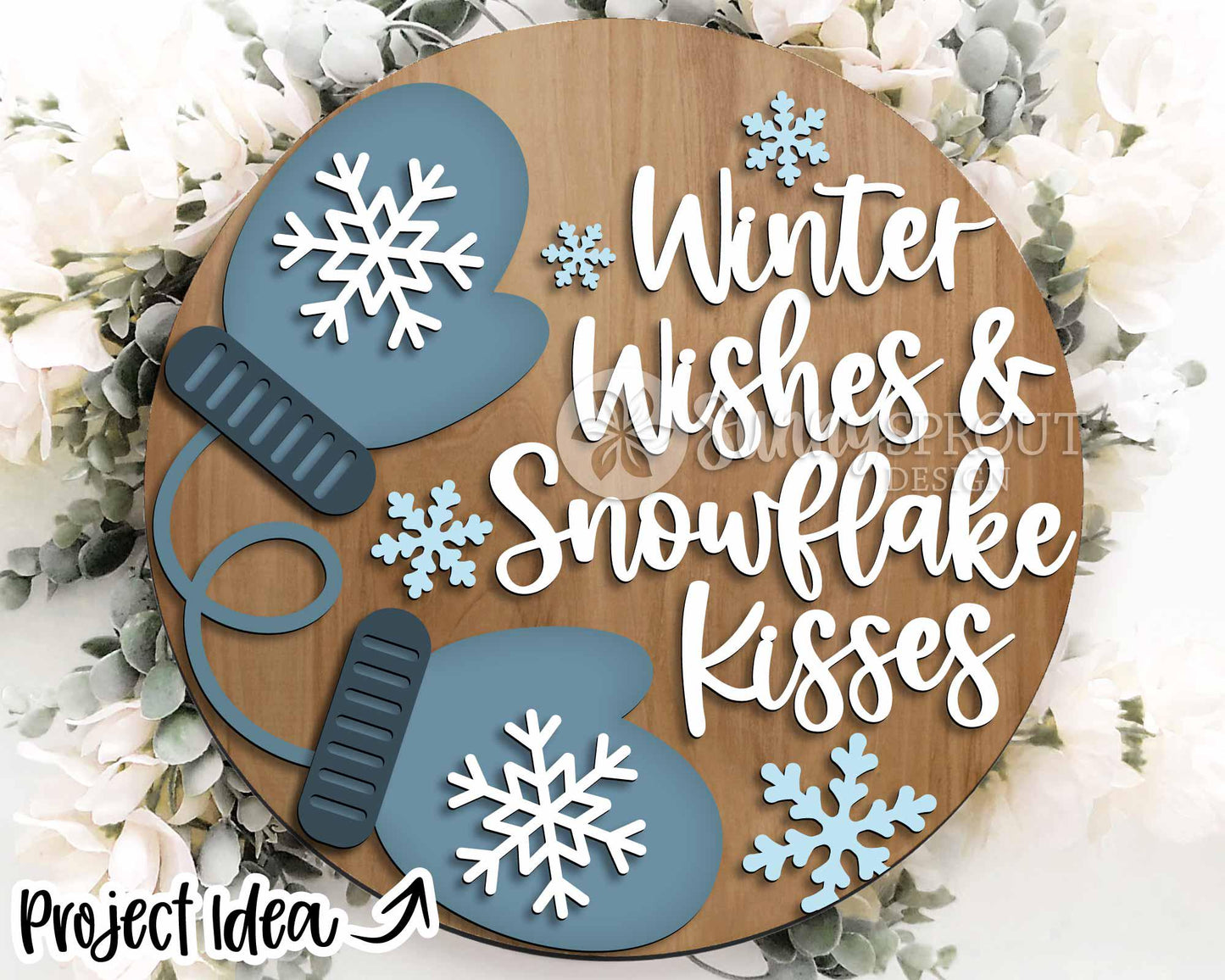 Winter Laser Sign Bundle 2, Round door hanger SVG, Glowforge laser file, Cricut cut file, Holiday welcome sign svg
