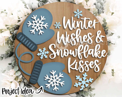 Winter Laser Sign Bundle 2, Round door hanger SVG, Glowforge laser file, Cricut cut file, Holiday welcome sign svg