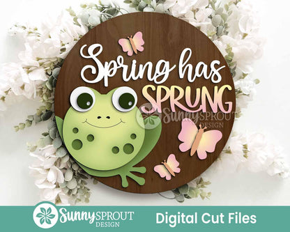 Spring Sign Bundle 5, Round door hanger svg, Glowforge laser file, Cricut, Spring flower welcome sign, Hello Spring