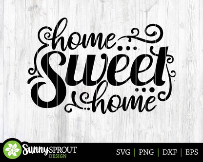 Home Sweet Home SVG, Digital download, Cricut cut file, Silhouette, Round door hanger design