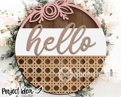 Floral Welcome Laser Sign Bundle, Round door hanger svg, Glowforge laser file, Cricut cut file, Front door sign svg