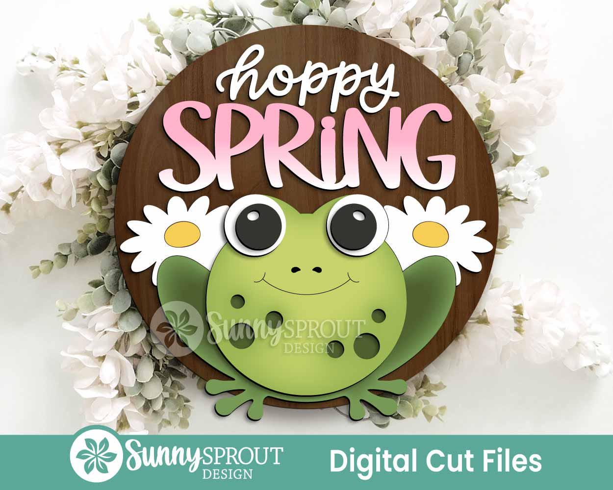 Spring Sign Bundle 5, Round door hanger svg, Glowforge laser file, Cricut, Spring flower welcome sign, Hello Spring