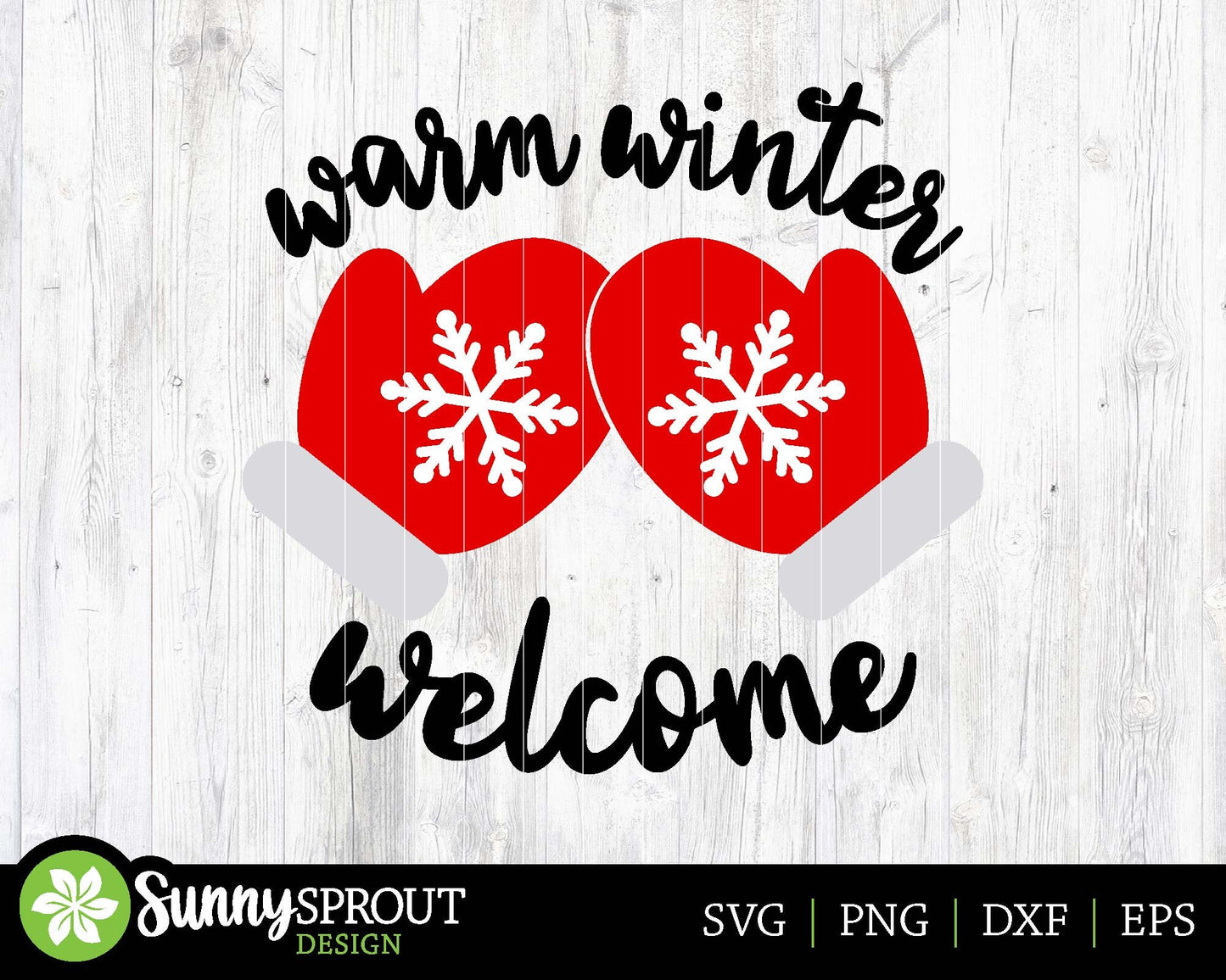 Warm Winter Welcome Mittens; DIGITAL Download | Cricut, Silhouette, Laser Cut File | Christmas Round Sign, Mug Design | svg png dxf eps