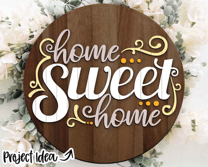 Home Sweet Home SVG, Digital download, Cricut cut file, Silhouette, Round door hanger design